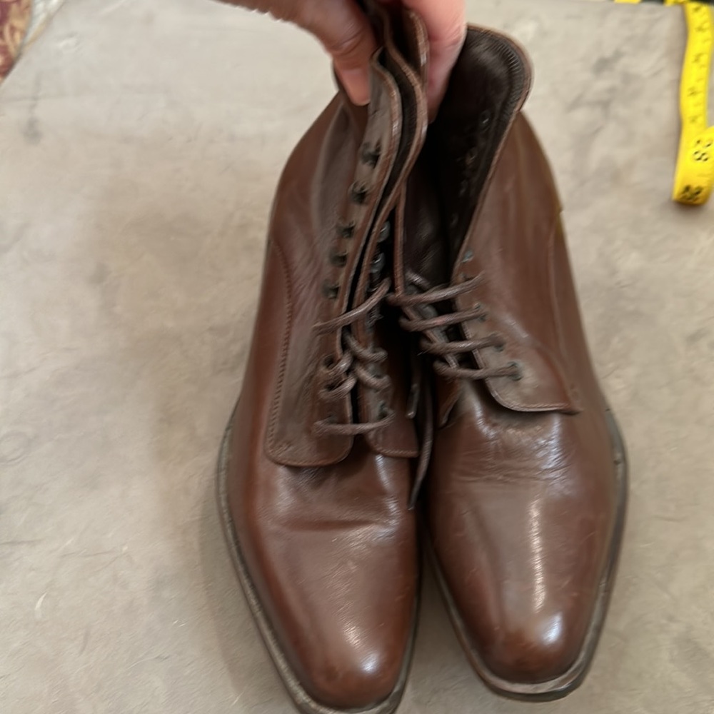 Joan Halpern booties in dark brown leather with lace ups - Picture 2 of 15